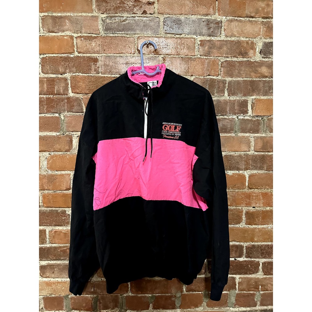 Vintage hot pink and black golf American cancer society pullover